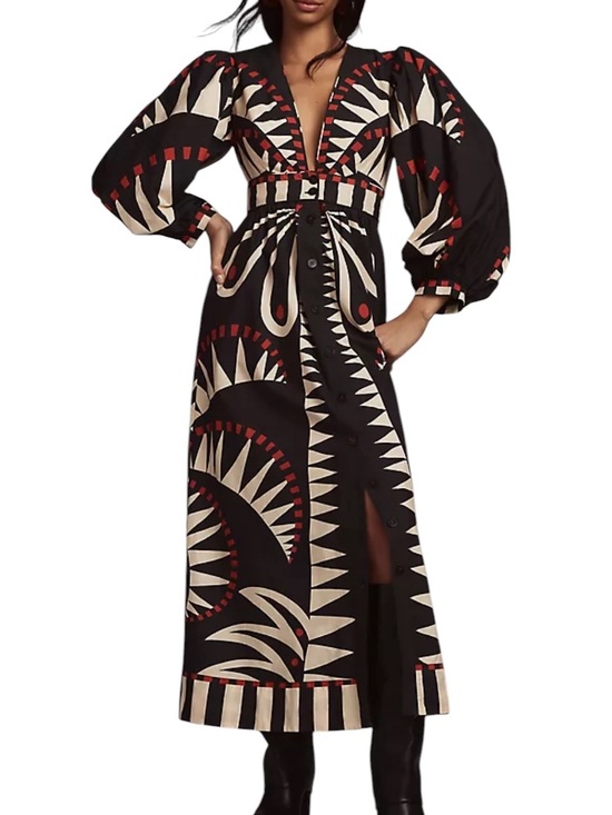 FARM Rio Dresses & Skirts - Farm Rio Coconut Grove Puff-Sleeve V-Neck Maxi Dress S